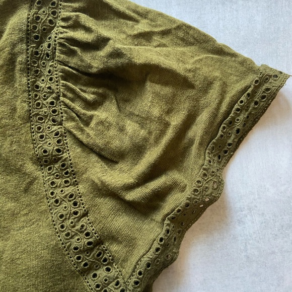 J. CREW flutter sleeve linen tee with lace trim - Picture 10 of 10